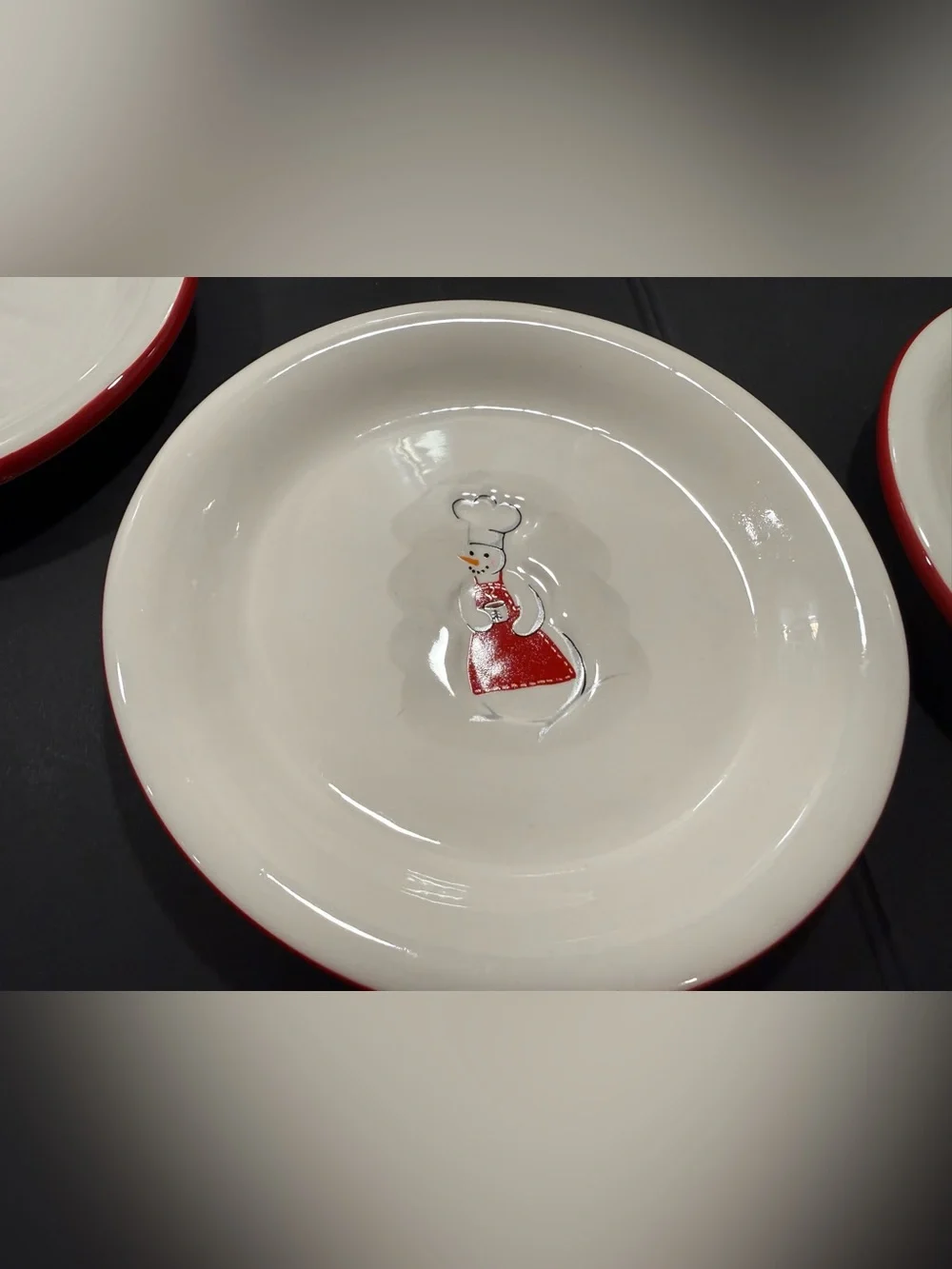 Williams Sonoma Snowman Chef Christmas Holiday 8pc Set 4 Mugs & 4 Plates RETIRED